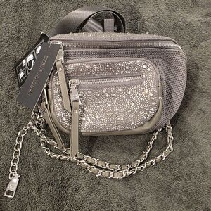 Steve Madden Silver Crossbody Bag with Sparkly Embellishments